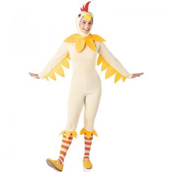 Kimokawaii Disfraz de Gallina blanco y amarillo para mujer