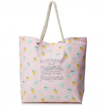 Mr. Wonderful El Verano Es La Repera Debajo De Una Palmera Bolsas de tela y de playa, 58 cm,  litros, Rosa