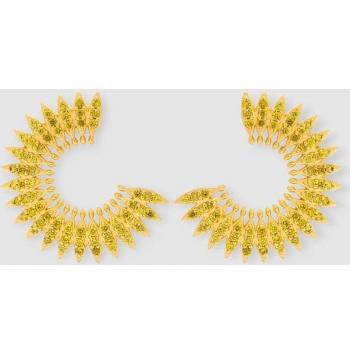 Pendientes Marrakech dorados con detalle de palmera con circonitas verdes