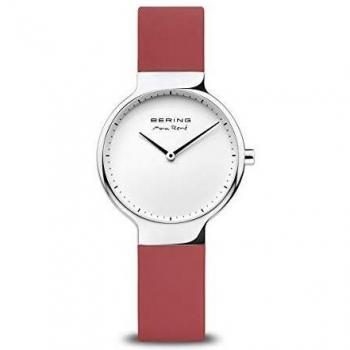 Bering Max René Women's Quartz Watch 31mm Silver Stainless Steel Case Silicone Strap Sapphire Glass 5 ATM Water Resistant