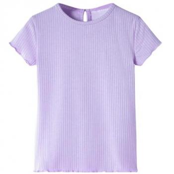 Camiseta Infantil Color Lila de Manga Corta con Escote Redondo 116