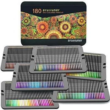 Lápices de colores, juego profesional de 180 colores en una caja de lata, núcleos a base de cera suave numerados, para dibujar, dibujar, sombrear y colorear, juego de lápices para colorear para niños
