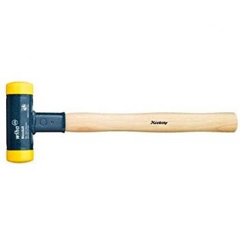 Martillo de cara blanda sin contragolpe Wiha con mango de madera Hickory, cabezal redondo, semiduro, 70 mm, longitud total 430 mm (02099)