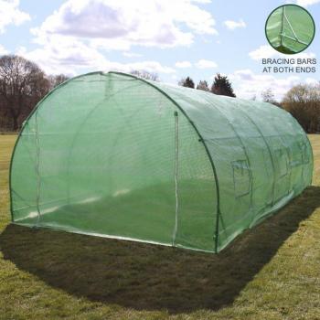 Invernadero Politúnel Galvanizado 25mm 6m x 3m con Puertas y Ventanas de PE para Jardinería