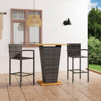 vidaXL 3-Piece Grey Garden Bar Set