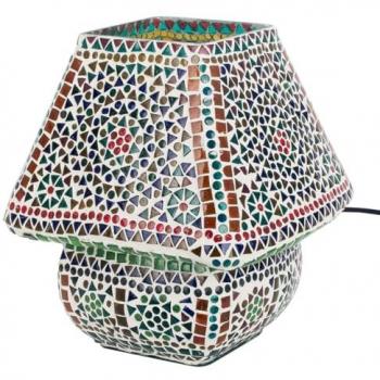 Lámpara Árabe de Mesa Signes Grimalt By Sigris - Lámpara Marroquí Multicolor, 24x24x28cm