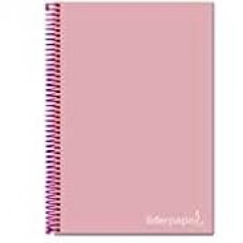Cuaderno espiral liderpapel a4 micro jolly tapa forrada 140h 75 gr cuadro 5mm 5 bandas 4 taladros color rosa