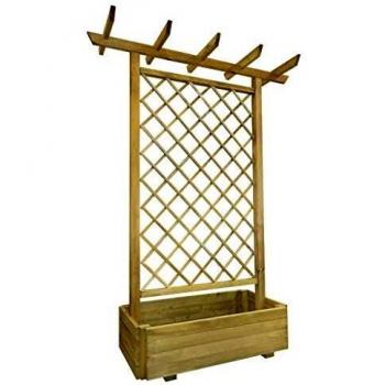 vidaXL Madera de Pino Pérgola de Jardín Enrejada y Jardinera Porche Patio Terraza Cenador Plantas Flores Balcón Duradera 162x56x204 cm
