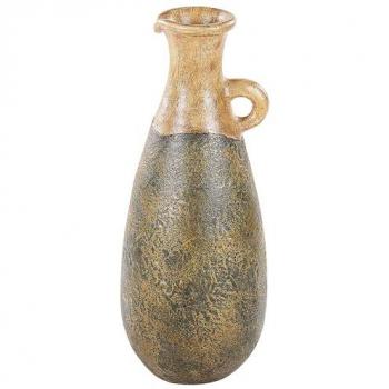 Vaso Decorativo de Terracota Verde y Oro 50 cm Hecho a Mano Diseño Retro Vintage