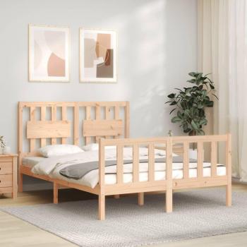 Cama solar sin colchón 140x200 cm en madera maciza de pino, estructura de cama con cabecero madera maciza 140x200 cm Vidaxl Marrón