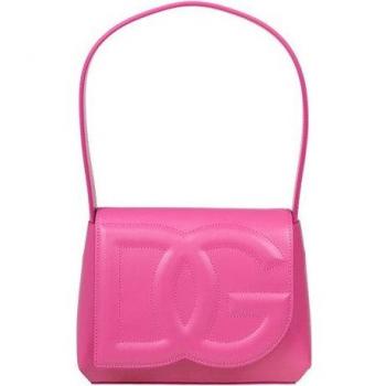 Dolce & Gabbana Women's DG Logo Leather Shoulder Bag in Pink | BB7516AW576 Color 80441, Shoulder bag with logo, Pink female, Sizes: ONE SIZE