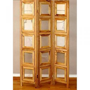 Biombo de madera de 3 paneles con 15 portafotos y diseño decorativo