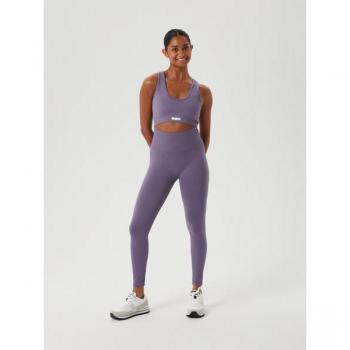 Seamless Purple Ribbed Studio Leggings