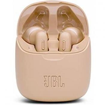 JBL Tune 225 TWS Auriculares intraaurales True Wireless con Bluetooth, Sonido Pure Bass y modo Dual Connect, hasta 25 hrs de música con estuche de carga, dorado