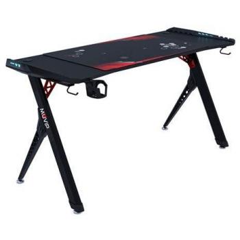 Muvip Pro900 Mesa Gaming XL Fibra de Carbono con Iluminación RGB - Alfombrilla Gaming 90x56.6cm - Portavasos - Gancho para Auriculares - Medidas 140x60