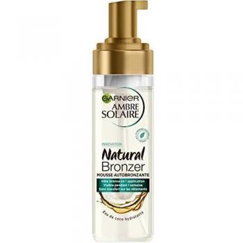 Mousse Autobronzante Natural Bronzer Garnier Ambre Solaire - 200 ml - Hidratante con Aceite de Coco - Vegano y Cruelty Free