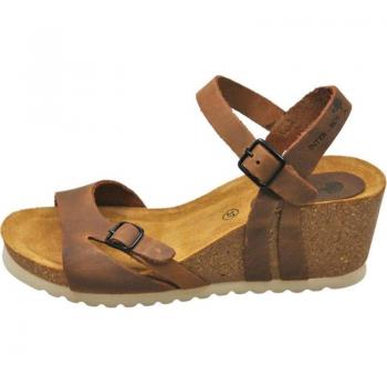 Sandalias de Piel Bio con Cuna para Mujer Inter-Bios en Color Marrón
