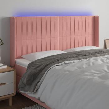 Cabecero LED de terciopelo rosa 183x16x111/128 cm