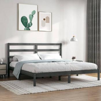 Estructura de Cama de Matrimonio de Madera Maciza Gris 180x200 cm