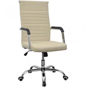 vidaXL Silla de Oficina de Material Cuero Artificial Dimensiones 55x63cm Crema