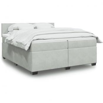 Cama box spring con colchón de muelles gris claro 200x200 cm terciopelo