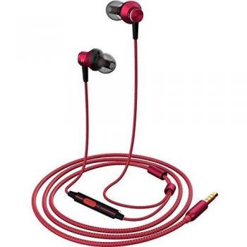 Auriculares In-Ear HIFI con Sonido Claro y Cancelación de Ruido, Conector 3.5mm, Micrófono y Bajo Potente, Color Rojo
