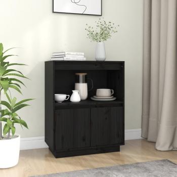 Aparador de madera maciza de pino 60x34x75 cm, Mueble de Almacenaje de Salón, Buffet para salón Moderno, Armario Auxiliar, Armario de Almacenamiento en color negro