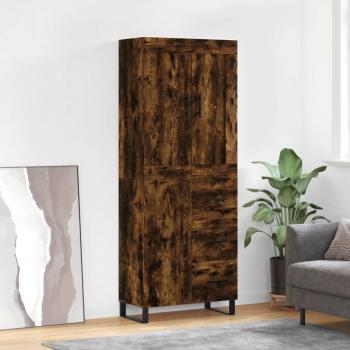 Aparador alto de madera contrachapada en roble ahumado, dimensiones 69,5x34x180 cm