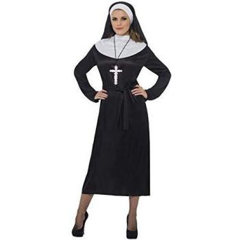 Disfraz de Monja Negra para Mujer con Vestido y Velo - Talla M