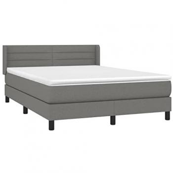 Cama Box Spring con Colchón de Tela Gris Oscuro 140x190 cm