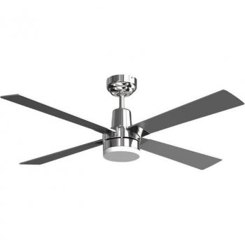 Klassfan Electron Ventilador de Techo DC 122cm Hiper Silencioso Cromo con Palas Arce y Gris LED WiFi Termostato