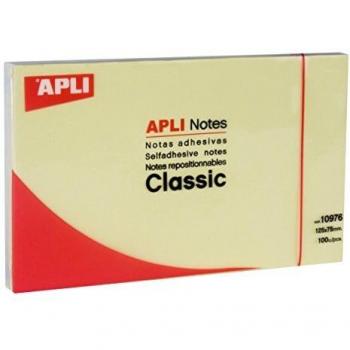 Notas Adhesivas Apli Amarillas - Pack de 12 Blocs, 100 Hojas cada uno, Tamaño 125 x 75 mm