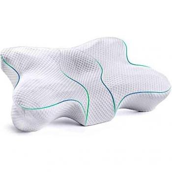 DIKI Almohada Viscoelastica Almohada Cervical para Dormir de Lado Almohada Ortopedica para Soporte de Cabeza/Cuello/Hombro,Forro Antibacteriano Extraible y Lavable