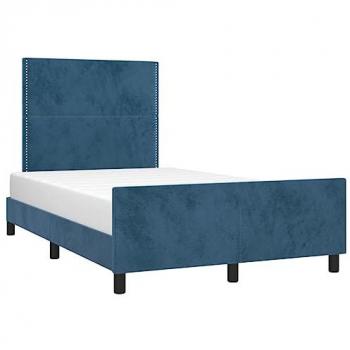 Estructura de cama con cabecero en terciopelo azul oscuro 120x200cm