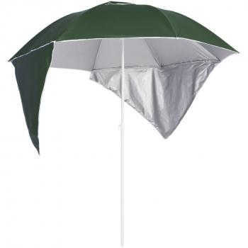 Sombrilla de playa con paredes laterales verde 215 cm