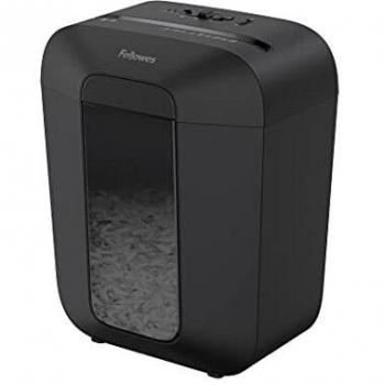 Fellowes LX50 - Destructora trituradora de papel, corte en partículas, destruye hasta 9 hojas, uso personal, tritura tarjetas de crédito, color negro