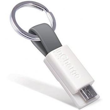 Incharge - Cable llavero incha-usb-gry - microusb - para carga y datos - conectores imantados para cierre - color gris