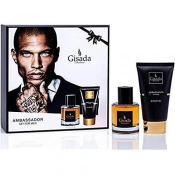 Gisada Ambassador For Men Estuche de perfumes 1 pieza para hombre - Set de regalo Eau de Parfum Spray 50 ml + Gel de Ducha 100 ml