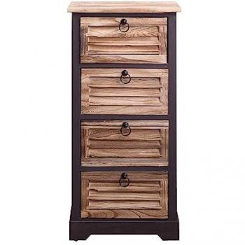 Cajonera Industrial Rebecca de 4 Cajones en Madera Marrón y Negra, 81x40x27 cm