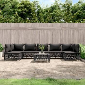 vidaXL 8-Piece Anthracite Steel Garden Lounge Set with Cushions