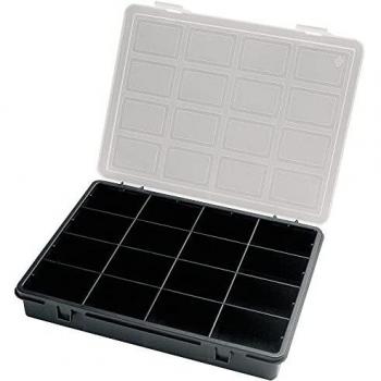Organizador de plástico con 16 compartimentos L 242 x P 188 x H 37 mm.