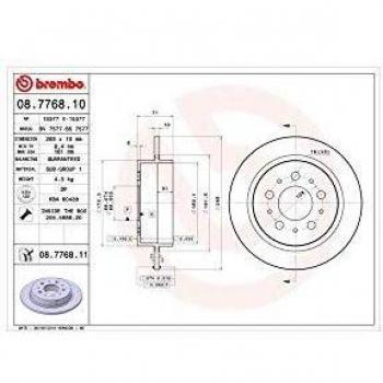 Disco de freno BREMBO 08.7768.10, volver, completo, 1 pieza