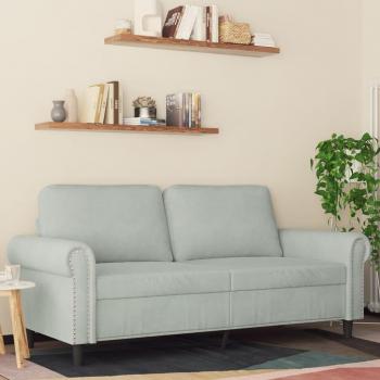 140 cm Light Gray Velvet 2-Seater Sofa
