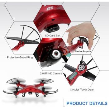 GoolRC Syma X5C Exlorers 2.4G - Dron Quadcopter de 6 ejes con control remoto y cámara HD Rojo