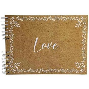 Álbum de Fotografías Espiralado KRAFT 32x22 cm - 50 Páginas Blancas - Capacidad para 150 Fotos - Color Marrón/Beige
