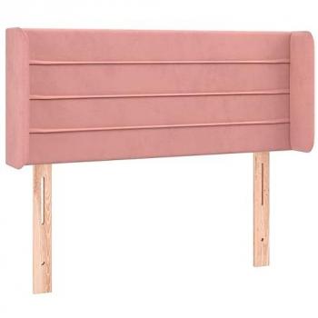 Cabecero con LED de terciopelo rosa 103x16x78/88 cm