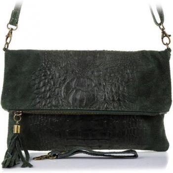 Mantova bolso bandolera de piel auténtica en color verde oscuro