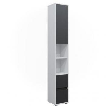 Armario alto para ropa blanca Maltin, 30.2 x 189 cm, con una puerta y dos cajones, Blanco