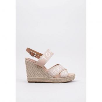 Sandalias Tommy Hilfiger Tommy Webbing High Wedge Sandal Esparto Con Cuña mujer Beige 36