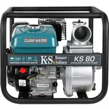 Bomba de agua de gasolina Könner & Söhner KS 80, bomba para fuentes, bomba de agua sucia, bomba ideal para casas de campo y villas, capacidad de 1000 l/min